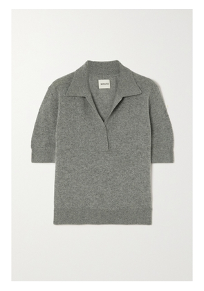 KHAITE - Shrunken Jo Cashmere-blend Polo Shirt - Gray - x small,small,medium,large