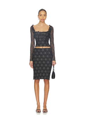 Free People x REVOLVE Lucinda Lace Long Sleeve Set in Black. Size L. Also in XS, S, M, XL.