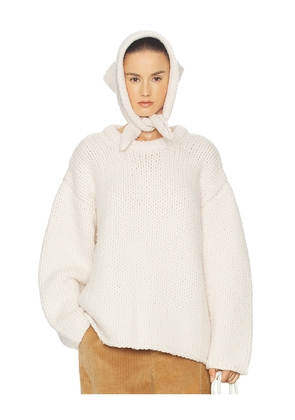 Helsa Kelcey Hand Knit Crewneck in Beige. Size L. Also in XS, S, M.