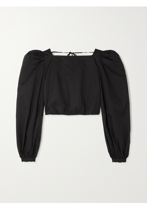 Johanna Ortiz - Open-back Cropped Cotton-blend Poplin Blouse - Black - US0,US2,US4,US6,US8,US10