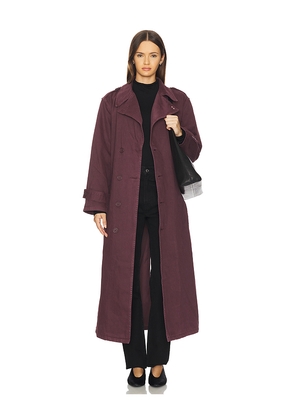 Icon Denim Snow Trench Coat in Wine. Size L. Also in XS, S, M, XL.