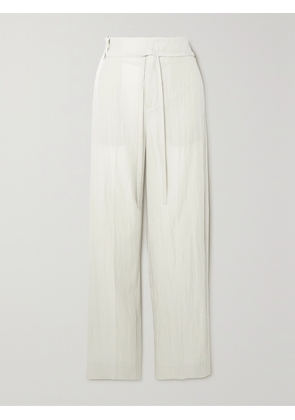 VINCE - Belted Tencel Lyocell-blend Straight-leg Pants - Ecru - US0,US2,US4,US6,US8,US10,US12