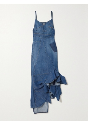 LOEWE - Asymmetric Ruffled Denim Dress - Blue - FR 32,FR 34,FR 36,FR 38,FR 40,FR 42