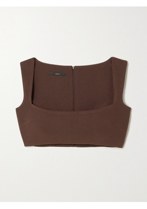 Alex Perry - Rae Cropped Crepe Top - Brown - UK 4,UK 6,UK 8,UK 10,UK 12,UK 14,UK 16,UK 18