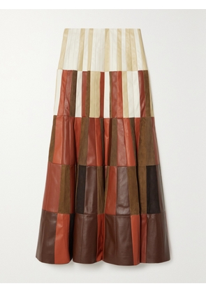 Gabriela Hearst - Mayita Patchwork Suede And Leather Skirt - Red - x small,small,medium,large,x large