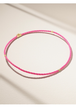 Yvonne Léon - 9-karat Gold And Enamel Diamond Necklace - Pink - One size
