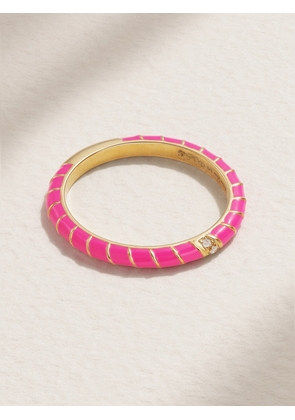 Yvonne Léon - Alliance 9-karat Gold, Enamel And Diamond Ring - Pink - 5,6,7,8