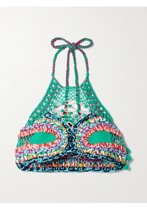 Etro - Cropped Crocheted Halterneck Top - Blue - IT38,IT40,IT42,IT44,IT46