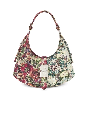 Ganni Kat Small Tapestry Shoulder Bag in Cream.