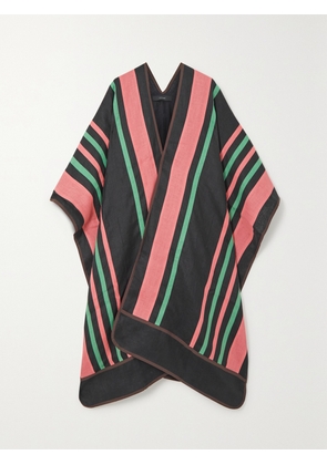 Vita Kin - Ola Striped Linen Cape - Black - One size