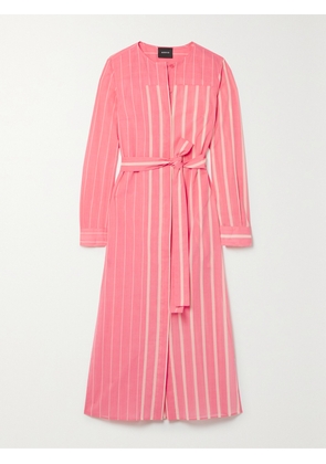AKRIS - Belted Striped Cotton-voile Midi Dress - Pink - US2,US4,US6,US8,US10,US12,US14