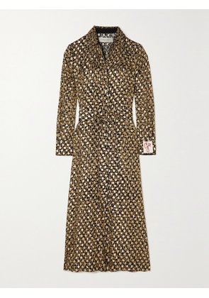Golden Goose - Belted Leopard-print Metallic Fil Coupé Chiffon Midi Shirt Dress - Animal print - IT36,IT38,IT40,IT42,IT44,IT46