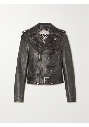 Golden Goose - Belted Distressed Leather Jacket - Black - IT36,IT38,IT40,IT42,IT44,IT46