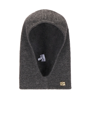Ganni Yak Mix Balaclava in Grey.