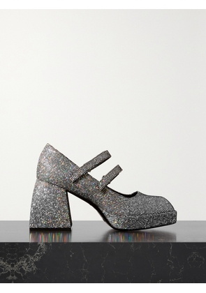 NODALETO - Bulla Babies 85 Glittered Leather Platform Mary Jane Pumps - Silver - IT36,IT37,IT38,IT39,IT40,IT41