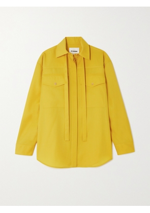 Jil Sander - Oversized Tie-detailed Wool-gabardine Shirt - Yellow - FR 34,FR 36,FR 38,FR 40,FR 42,FR 44