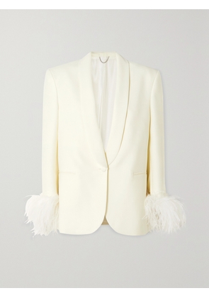 Magda Butrym - Feather-trimmed Wool-twill Blazer - White - FR 34,FR 36,FR 38,FR 40,FR 42