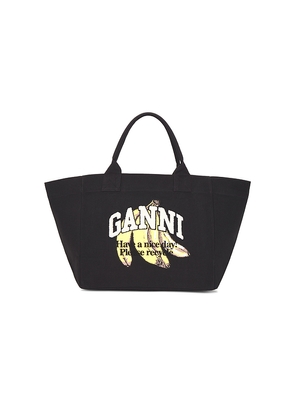 Ganni Shopper XXL Banana Print Bag in Black.