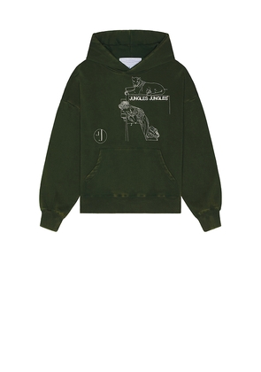 Jungles Looking Downward Hoodie in Green. Size L. Also in S, XL/1X.