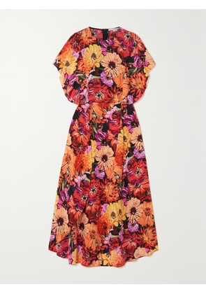 Stella McCartney - Floral-print Silk Crepe De Chine Midi Dress - Red - IT34,IT36,IT38,IT40,IT42,IT44,IT46,IT48,IT50