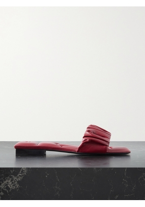 KHAITE - Crete Ruched Leather Slides - Burgundy - IT36,IT36.5,IT37,IT37.5,IT38,IT38.5,IT39,IT39.5,IT40,IT40.5,IT41