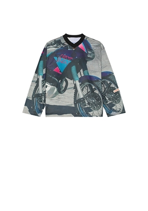 Jungles Marsielle Moto Jersey in Multi in Grey. Size L. Also in S, M, XL/1X.