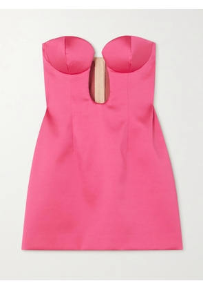 Magda Butrym - Embellished Cutout Ruched Floral-print Stretch-jersey Halterneck Mini Dress - Pink - FR 34,FR 36,FR 38,FR 40,FR 42