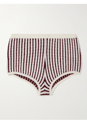 FRAME - Striped Cable-knit Cashmere And Silk-blend Shorts - Off-white - x small,small,medium,large