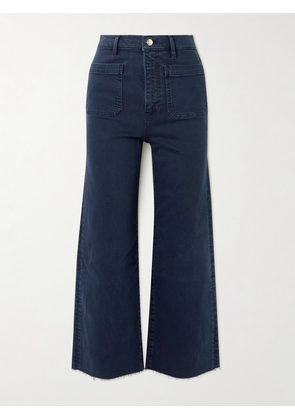 FRAME - The Anchor Frayed Cropped High-rise Wide-leg Jeans - Blue - 23,24,25,26,27,28,29,30,31,32,33