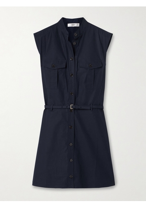 FRAME - Belted Cotton-poplin Mini Shirt Dress - Blue - x small,small,medium,large