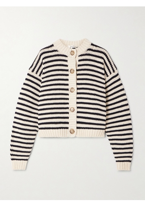 FRAME - The Chunky Femme Striped Cotton Cardigan - Cream - x small,small,medium,large,x large