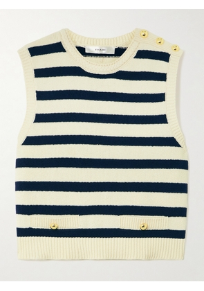 FRAME - The Harbor Button-embellished Striped Cotton-blend Vest - Cream - x small,small,medium,large