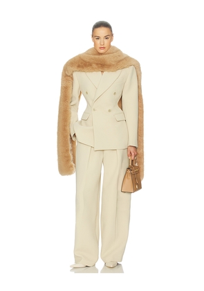 Helsa Faux Fox Scarf in Tan.