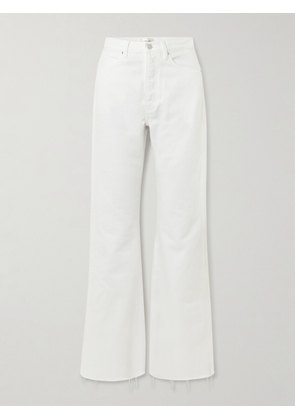 FRAME - The Lax Distressed Mid-rise Flared Jeans - White - 23,24,25,26,27,28,29,30,31,32,33