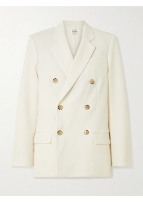 FRAME - The Relaxed Everyday Double-breasted Woven Blazer - Ecru - US0,US2,US4,US6,US8,US10,US12