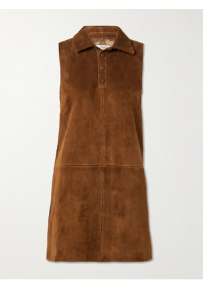 FRAME - Paneled Suede Mini Shirt Dress - Brown - US0,US2,US4,US6,US8,US10,US12