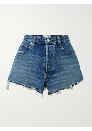 FRAME - The Hang Distressed Denim Shorts - Blue - 23,24,25,26,27,28,29,30,31,32