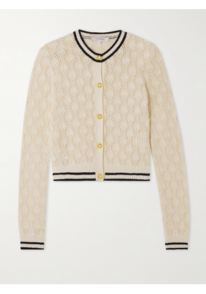 FRAME - The Rookie Pointelle-knit Cotton-blend Bouclé Cardigan - Cream - x small,small,medium,large,x large