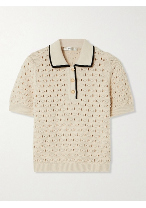 FRAME - The Bauble Pointelle-knit Cotton Polo Shirt - Cream - x small,small,medium,large,x large