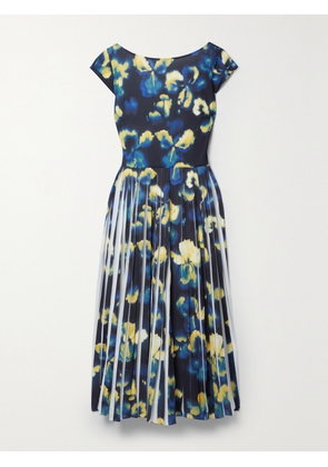 JASON WU COLLECTION - Pleated Printed Crepe Midi Dress - Black - US0,US2,US4,US6,US8,US10,US12