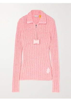Moncler Genius - + Jw Anderson Appliquéd Ribbed Cotton-blend Bouclé Sweater - Red - x small,small,medium,large