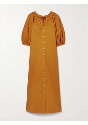 STAUD - Vincent Cotton-blend Poplin Midi Dress - Yellow - x small,small,medium,large,x large