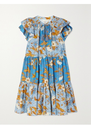 Ulla Johnson - Gail Ruffled Tiered Patchwork Floral-print Cotton-blend Dress - Blue - US00,US0,US2,US4,US6,US8,US10,US12,US14,US16