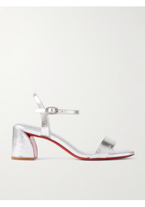 Christian Louboutin - Miss Jane 55 Metallic Textured-leather Sandals - Silver - IT36,IT36.5,IT37,IT37.5,IT38,IT38.5,IT39,IT39.5,IT40,IT40.5,IT41,IT41.5,IT42