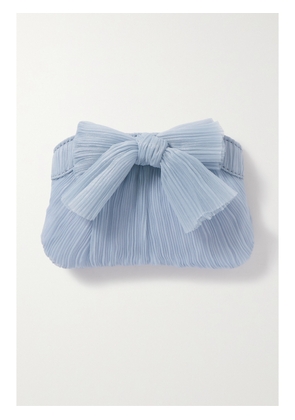 Loeffler Randall - Rochelle Bow-embellished Plissé-organza Clutch - Blue - One size