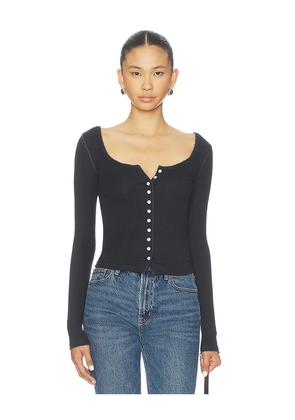 Free People End Game Pointelle Long Sleeve in Black. Size L. Also in XS, S, M, XL.
