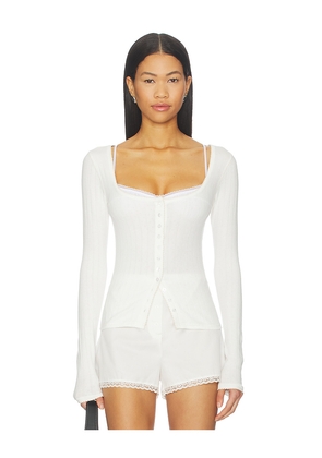 Free People End Game Pointelle Long Sleeve in White. Size L. Also in XS, S, M, XL.