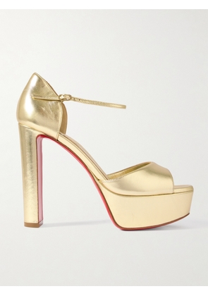 Christian Louboutin - Sandaloo 130 Mirrored-leather Platform Sandals - Gold - IT36,IT36.5,IT37,IT37.5,IT38,IT38.5,IT39,IT39.5,IT40,IT40.5,IT41,IT41.5,IT42