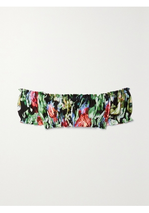 Norma Kamali - Jose Off-the-shoulder Cropped Floral-print Stretch-jersey Top - Black - xx small,x small,small,medium,large,x large