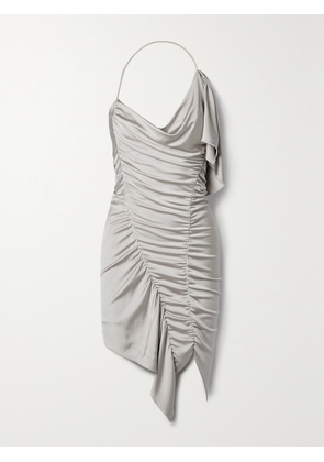 ET OCHS - Autumn Asymmetric Gathered Satin-jersey Mini Dress - Off-white - US0,US2,US4,US6,US8